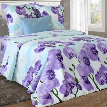 Постельное белье 2-спальное Орхидея на голубом